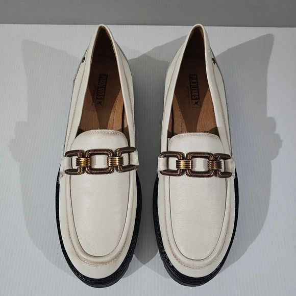 Pikolinos Aviles Chunky Platform Chain Loafer Nata Cream Leather EU Size 41 - Picture 5 of 13